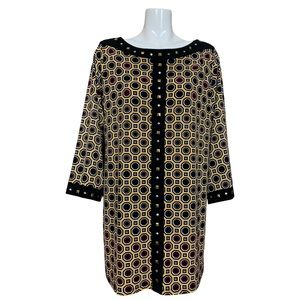 Style & Co Studded Geo Print 3/4 Sleeve Tunic/Dress 1X